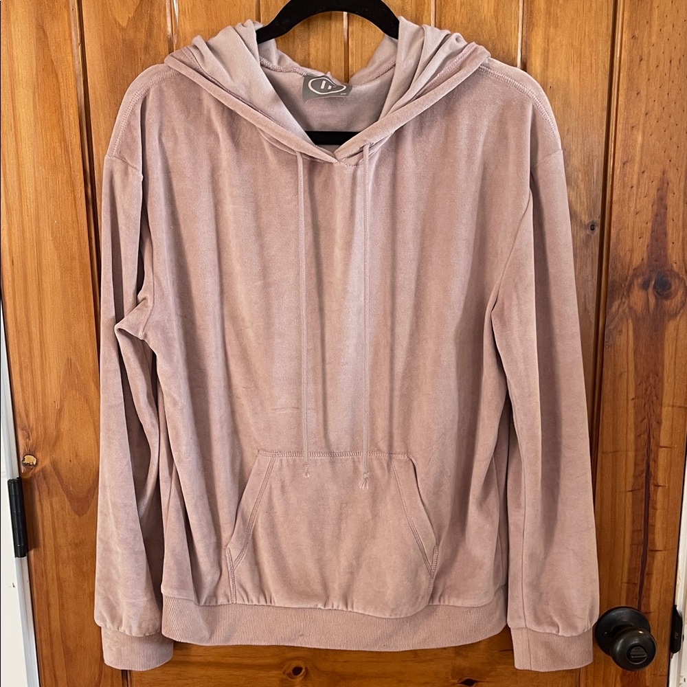 Olivaceous Cozy Dusty Pink Rose velour Hoodie  Sweatshirt pullover Small/medium